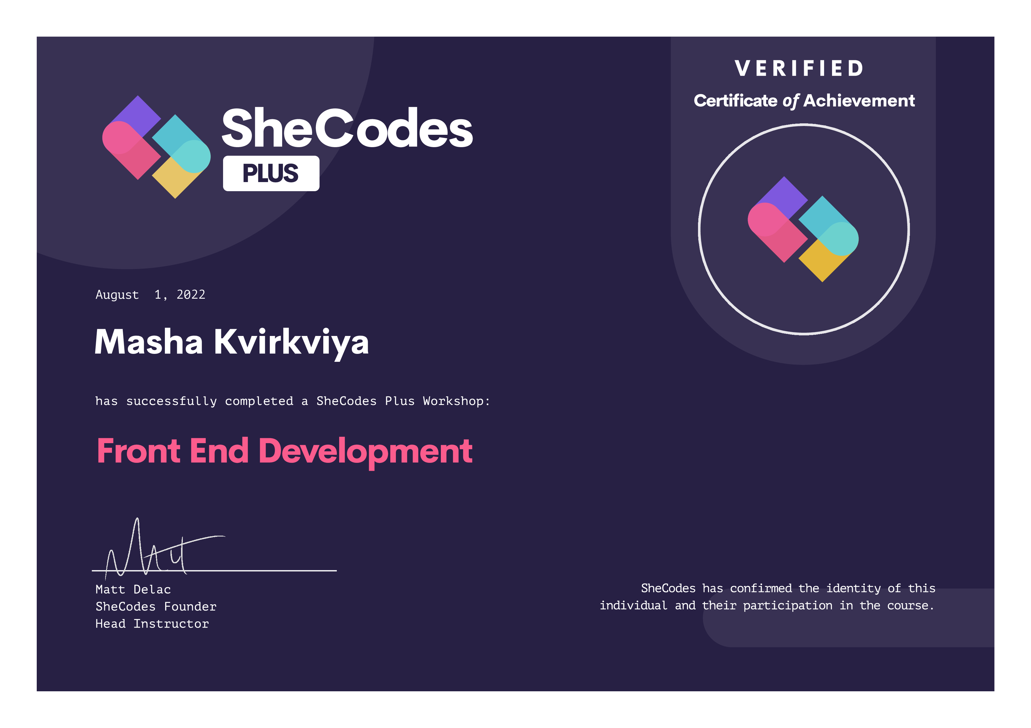 First slide retifications of finishing SheCodes responsive